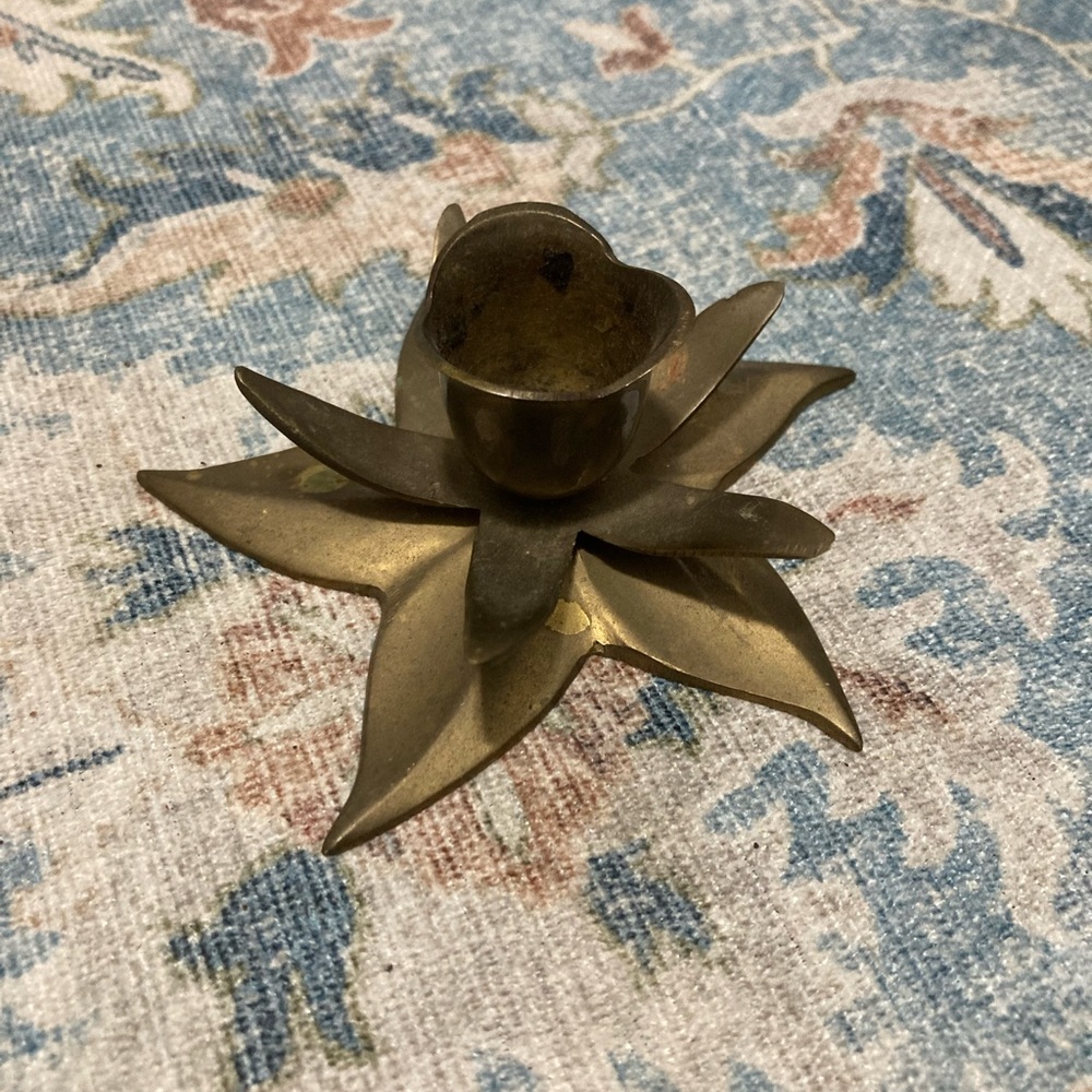 Vintage brass flower candle holder made in india